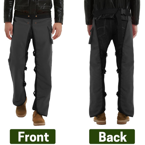 ZELARMAN chainsaw chaps oxford fabric durability shown for rugged forestry use