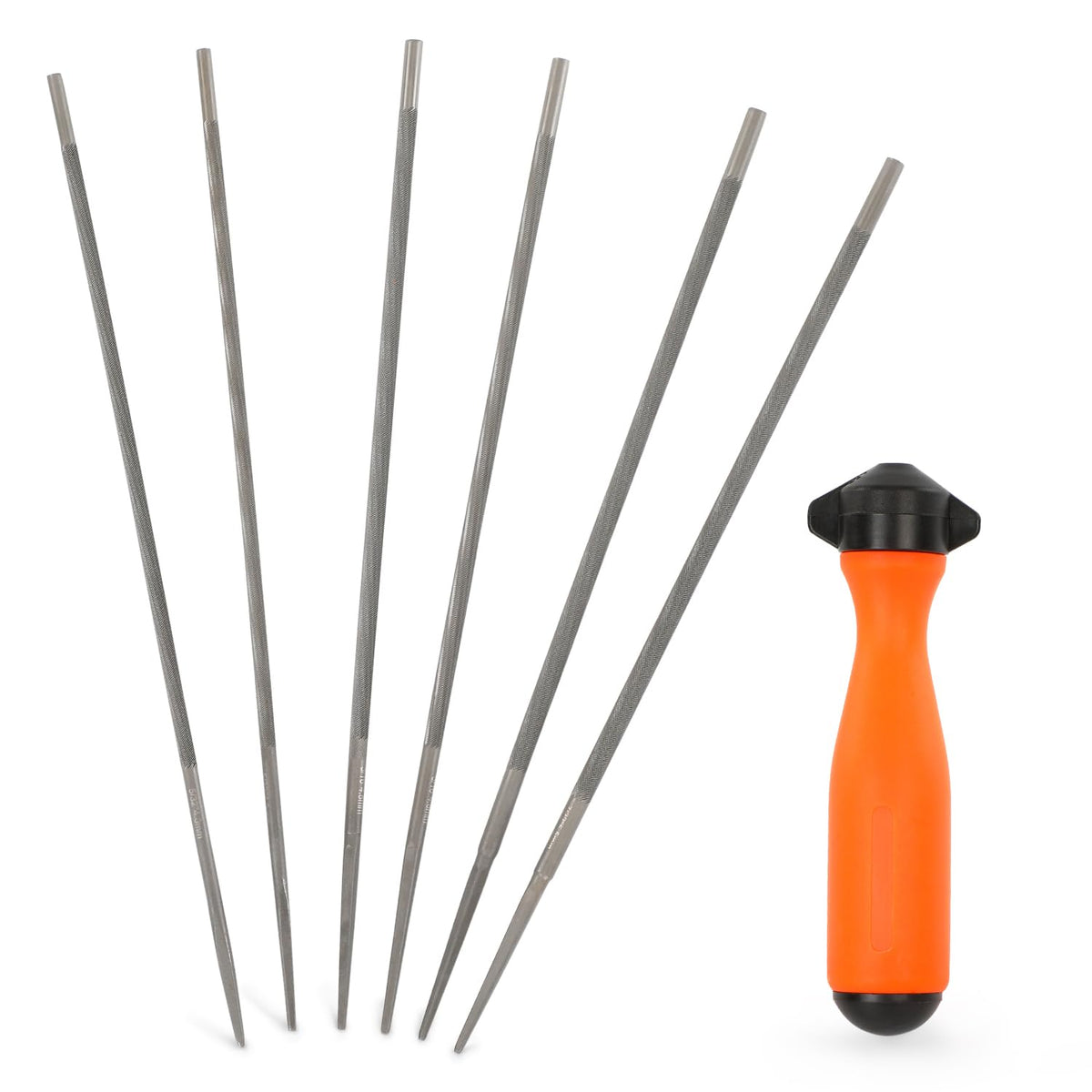 ZELARMAN 6-piece file set with handle for precise on-site chainsaw sharpening