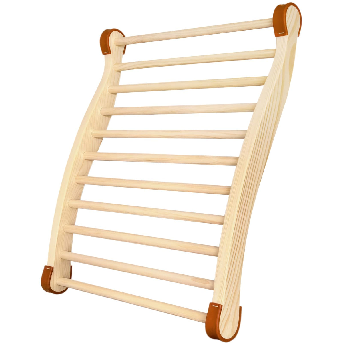 Zelmor wooden sauna backrest angled view for ergonomic support during sessions