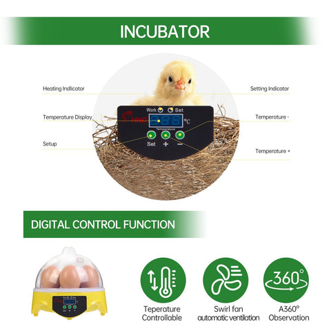 ZEMIRO CHARGE 7-Egg Incubator is ideal for home and classroom projects.