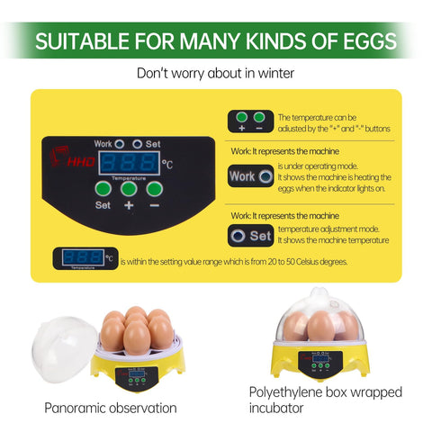 ZEMIRO CHARGE 7-Egg Incubator insulated design preserves heat efficiently.