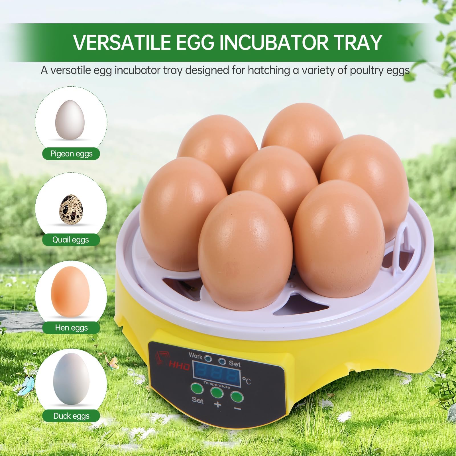 ZEMIRO CHARGE 7-Egg Incubator offers manual turning for active life-cycle exploration.