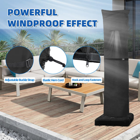 Zenicham easy-install canopy cover uses rope and retractable pole for high umbrellas.