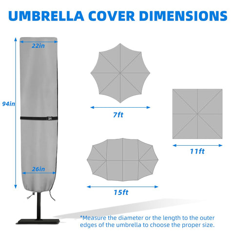Zenicham Parasol Cover easy-install rope aids high zipper access.