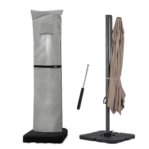 Zenicham patio umbrella cover with waterproof 600D fabric protecting against rain and sun.