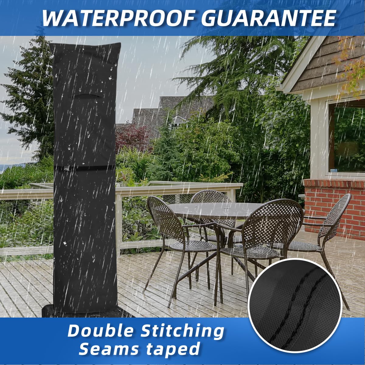 Zenicham windproof design with adjustable drawstring secures the umbrella cover.
