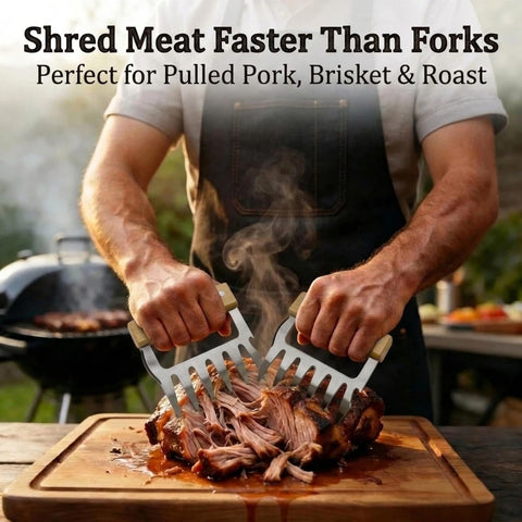 ZenithShine meat shredder claws with wooden handles provide a comfortable grip.