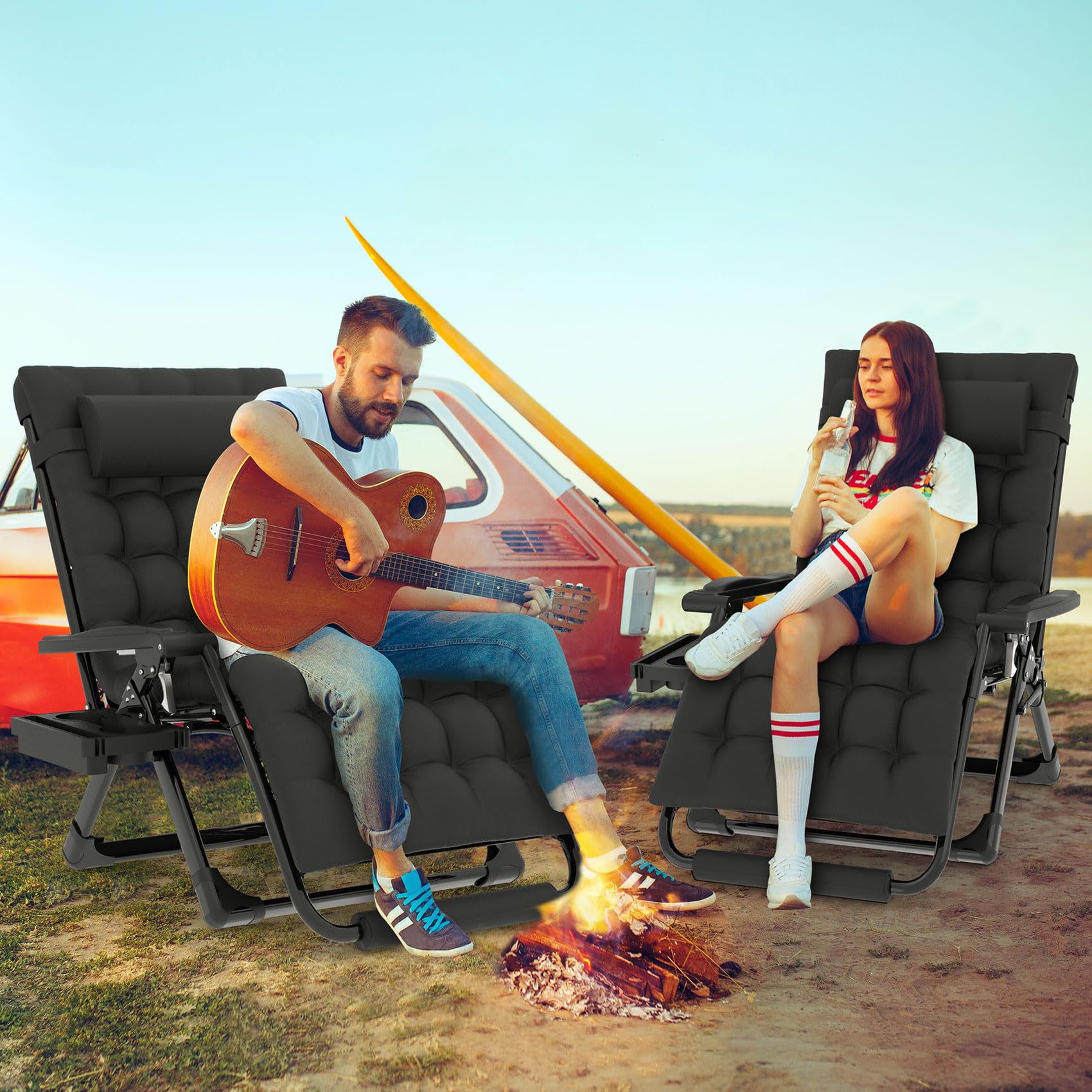 ZENPETIO 33-inch XXL recliner showing broad comfort space for backyard use