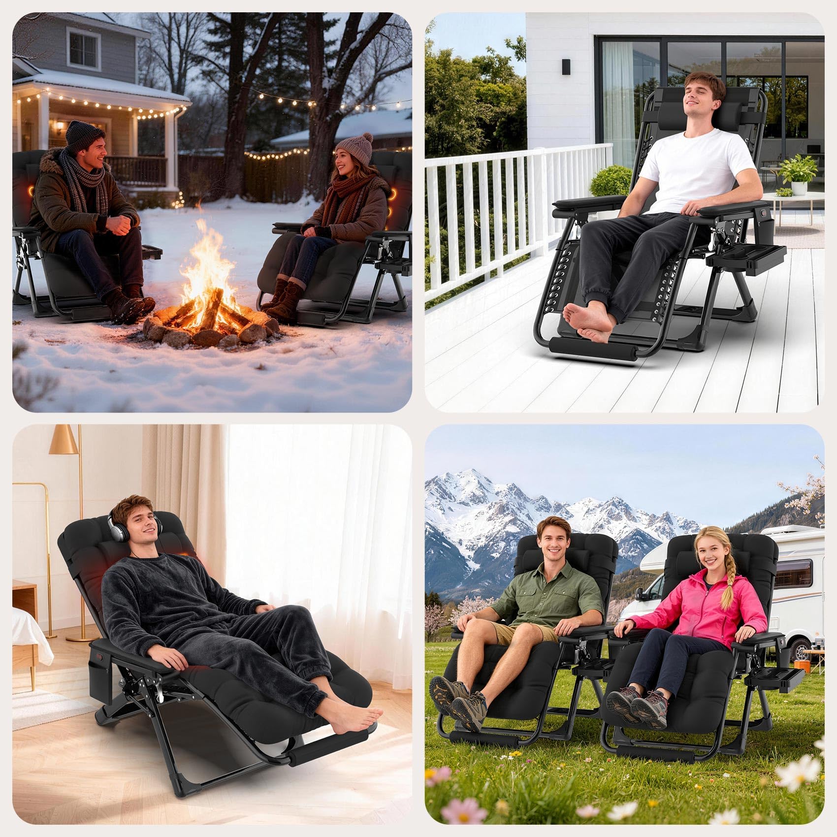 ZENPETIO included headrest and footrest with eye mask and earplugs for relaxation.