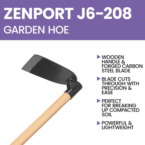 Zenport hoe head measures 8 by 5.25 inches for versatile soil work.