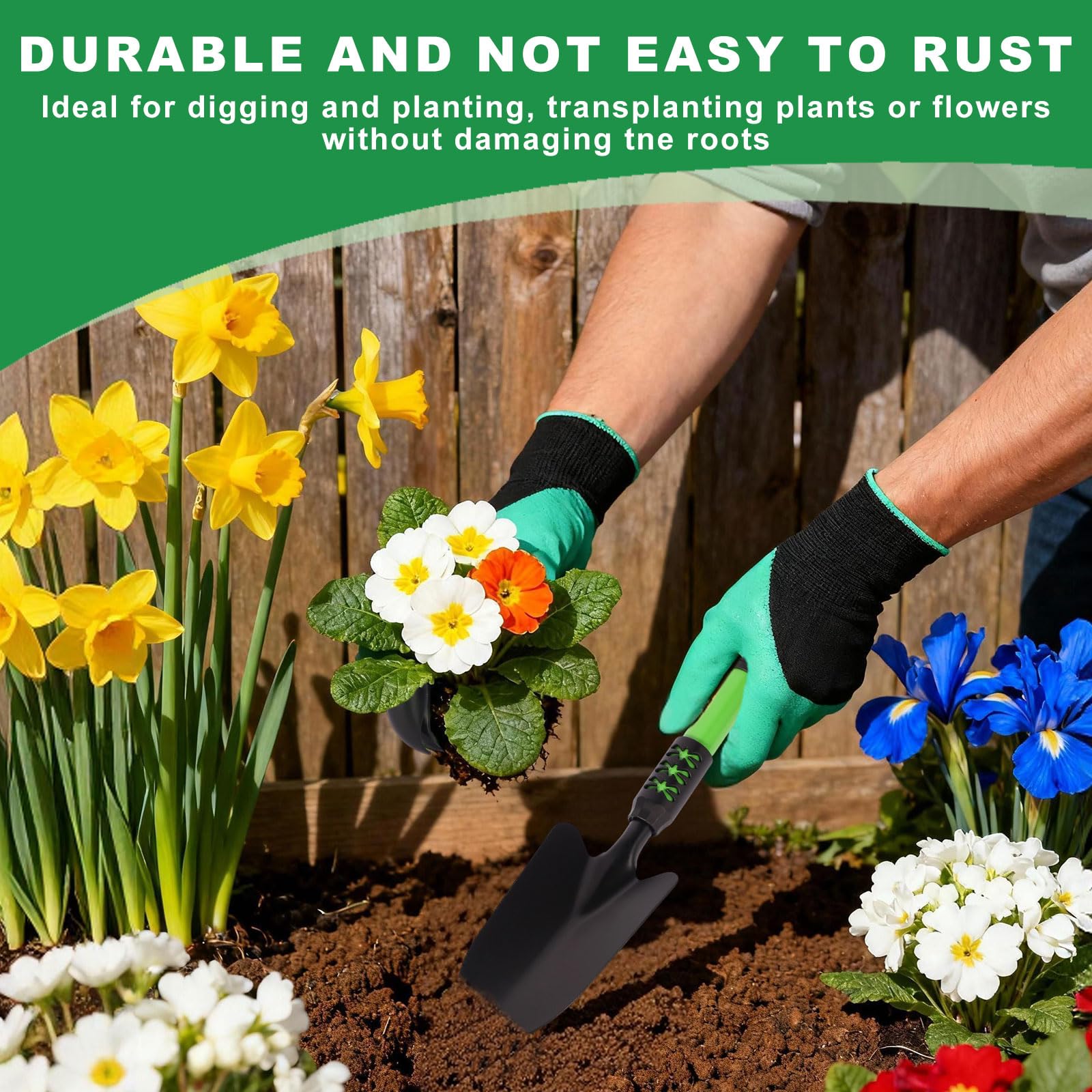 Zenrok Garden Tool Set dual purpose hoe assists soil prep and cultivation.