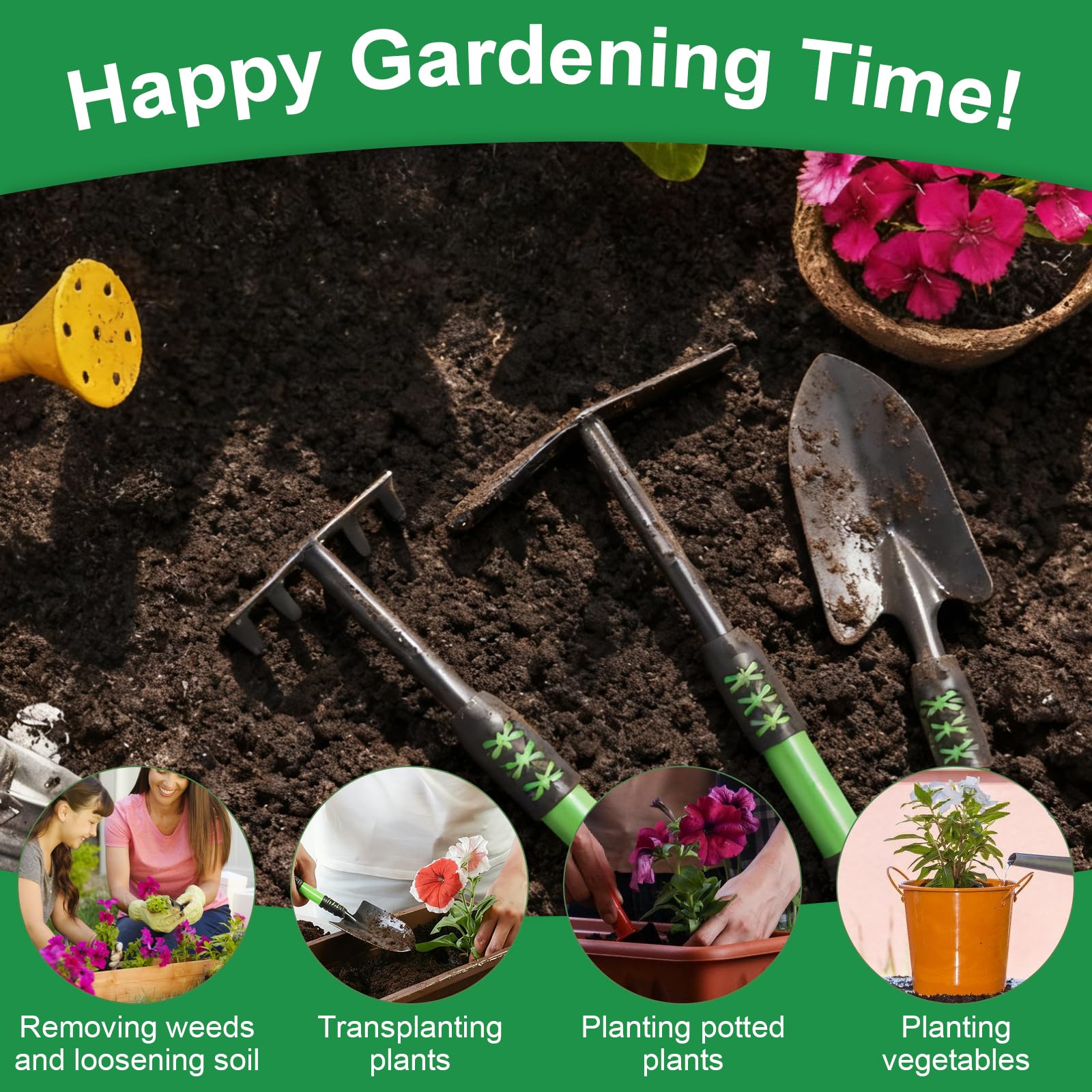Zenrok Garden Tool Set in-soil loosening use enhances garden prep.