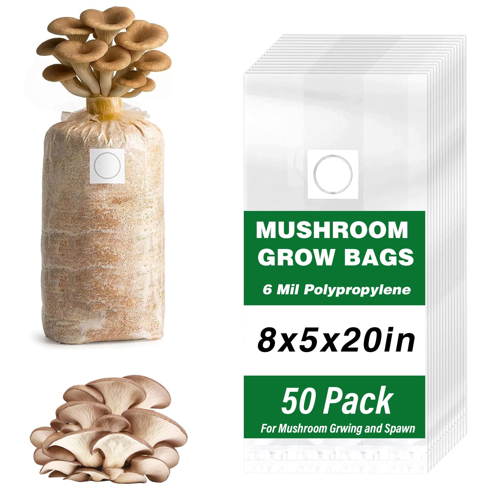 Zenrok mushroom grow bags 50-pack for consistent home cultivation.