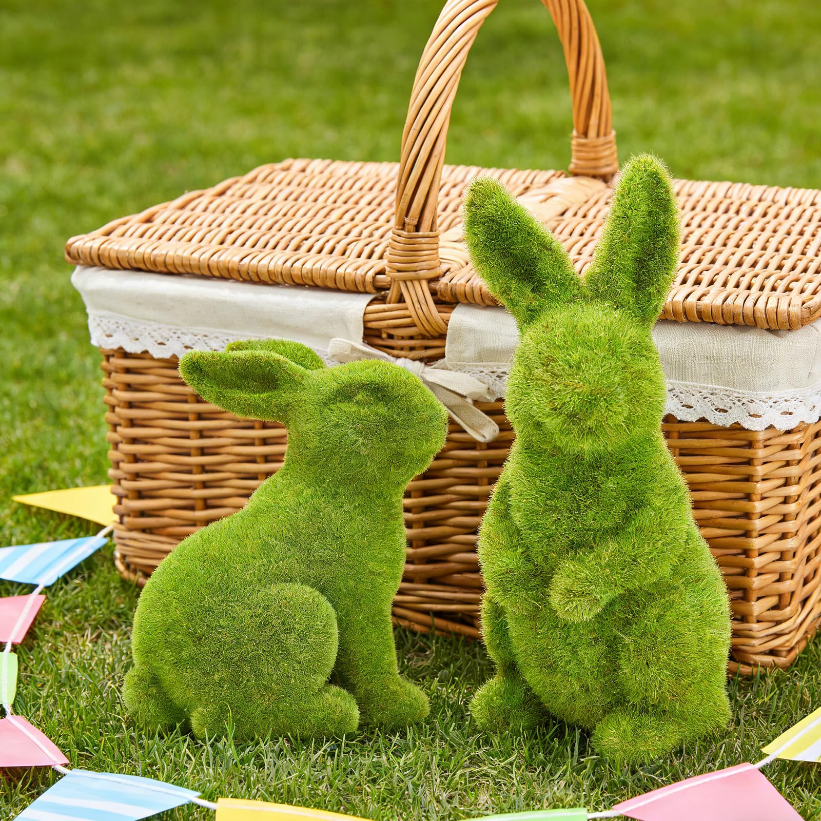 Zensounding Easter grass rabbit decor ideal for shelves.