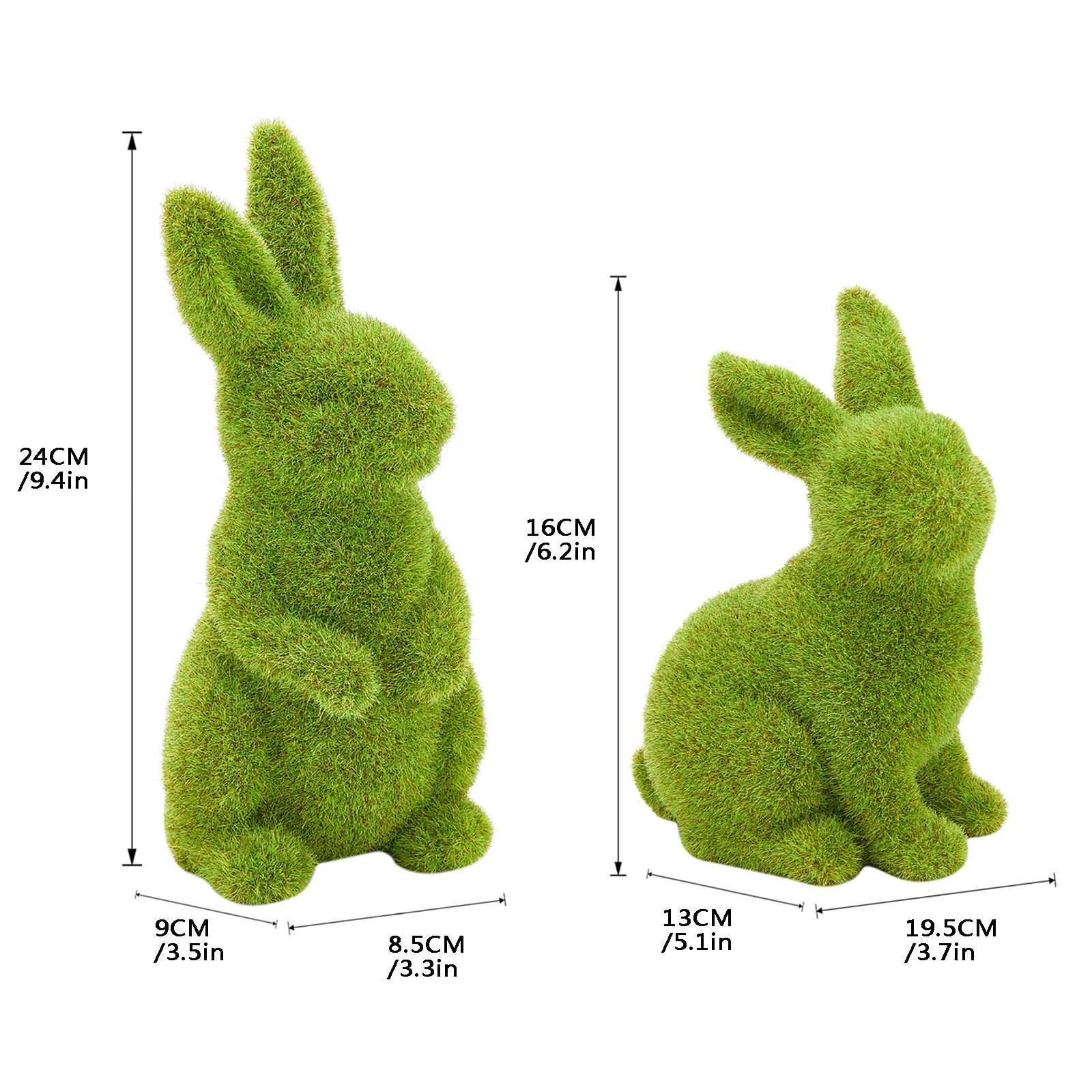 Zensounding moss rabbit sitting decor adds charm to desk.