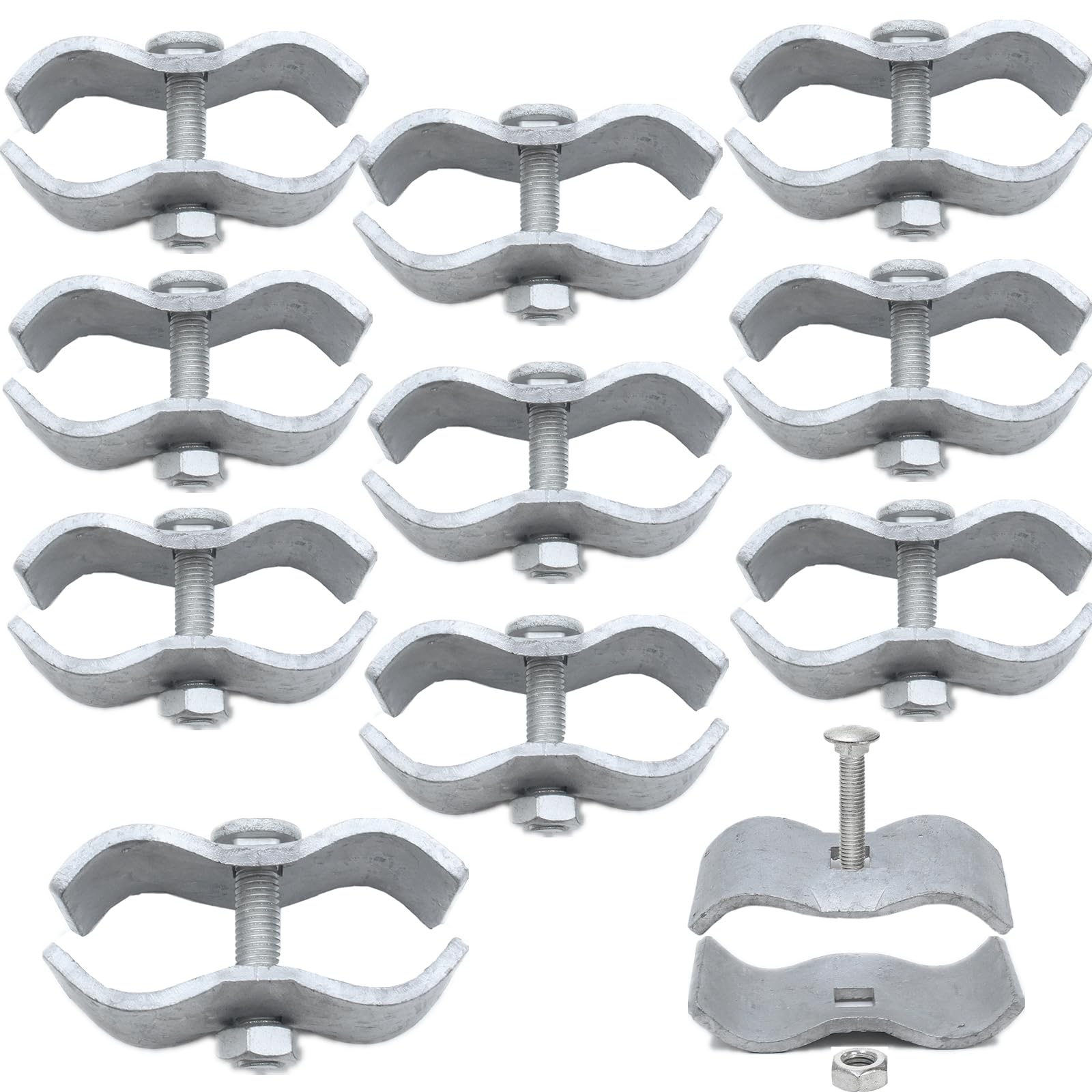 Zentriqlla kennel clamps pack 10 with bolts for secure 1-3/8 inch pipes