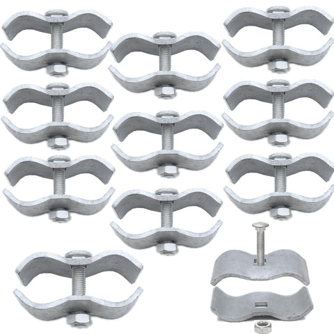 Zentriqlla kennel clamps pack 10 with bolts for secure 1-3/8 inch pipes