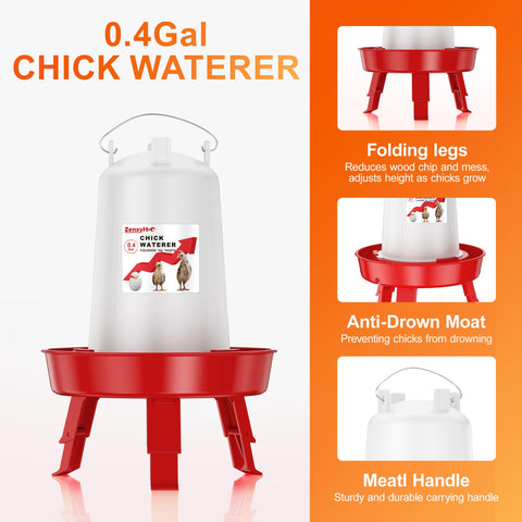 ZenxyHoC adjustable-height waterer supports safe access as chicks mature.