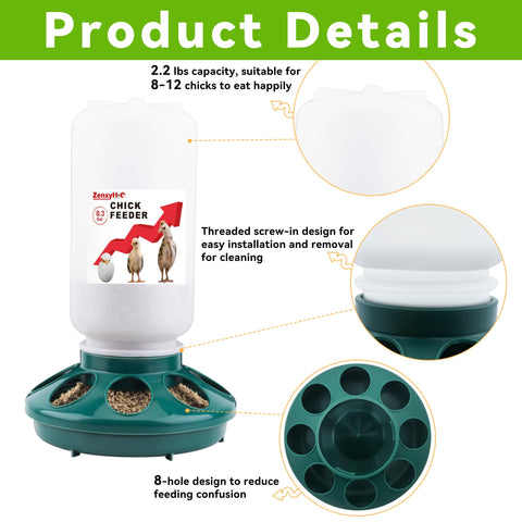 ZenxyHoC anti-drown design water trough protects chicks from spills.