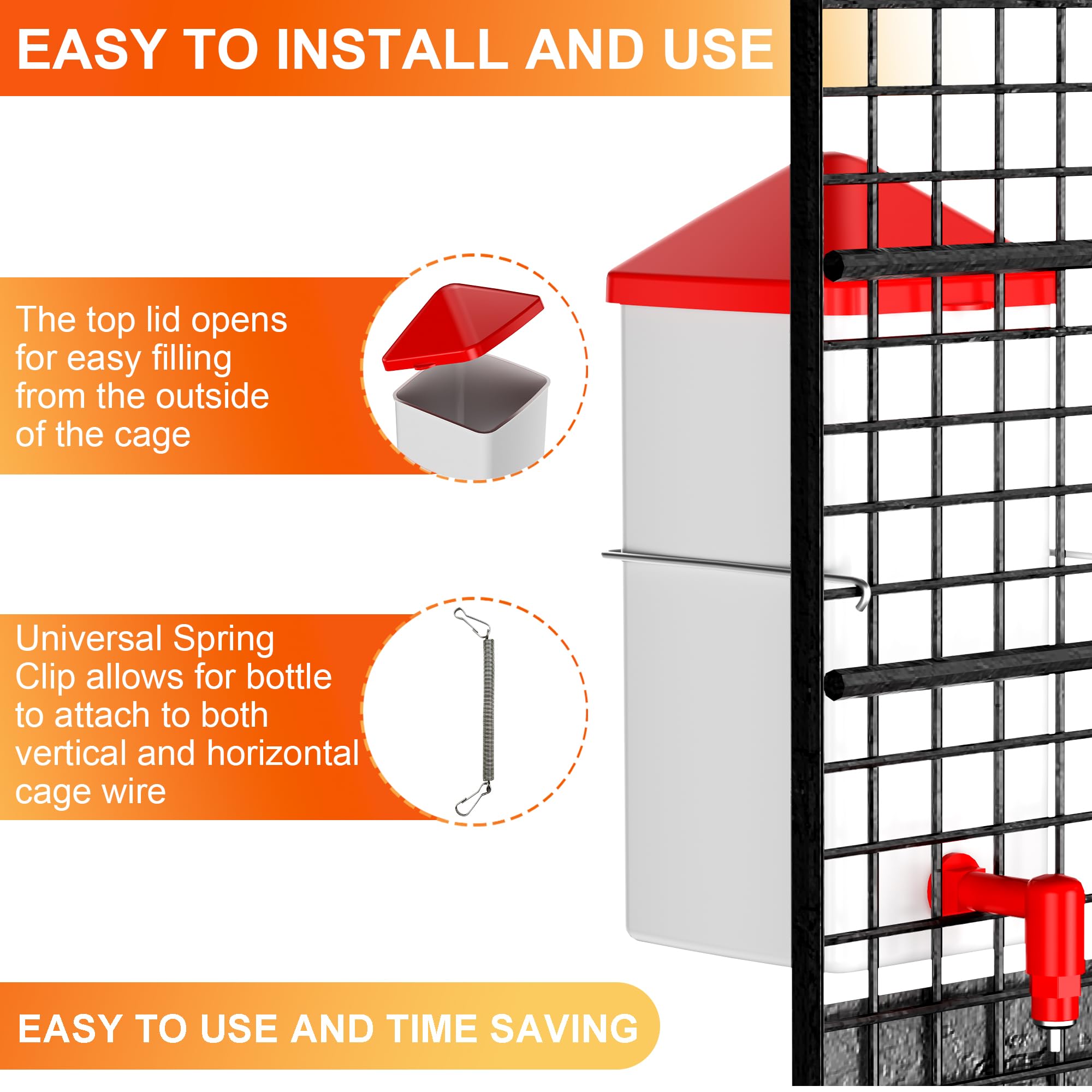 ZenxyHoC Baby Chick Waterer flip-top lid enables quick refills outside the cage.