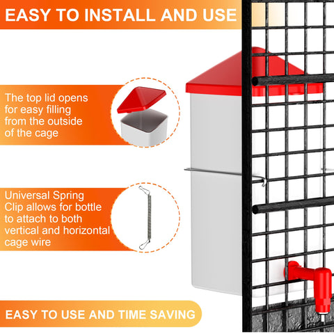 ZenxyHoC Baby Chick Waterer flip-top lid enables quick refills outside the cage.