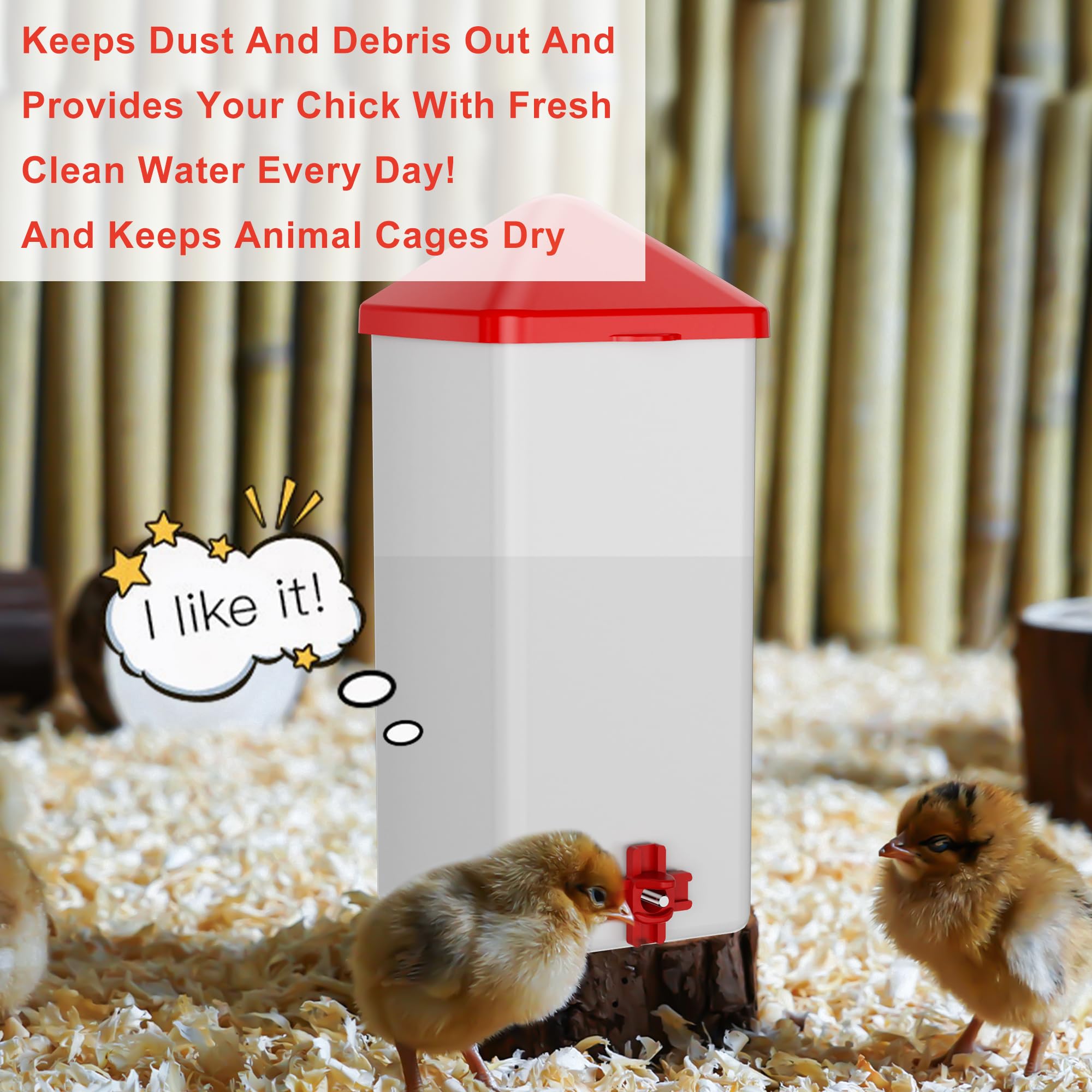 ZenxyHoC Baby Chick Waterer translucent bucket shows water level at a glance.