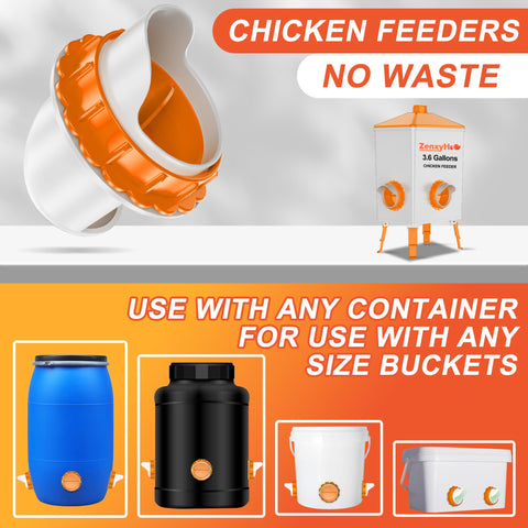 Bright orange ZenxyHoC design attracts chickens for smoother feeding.