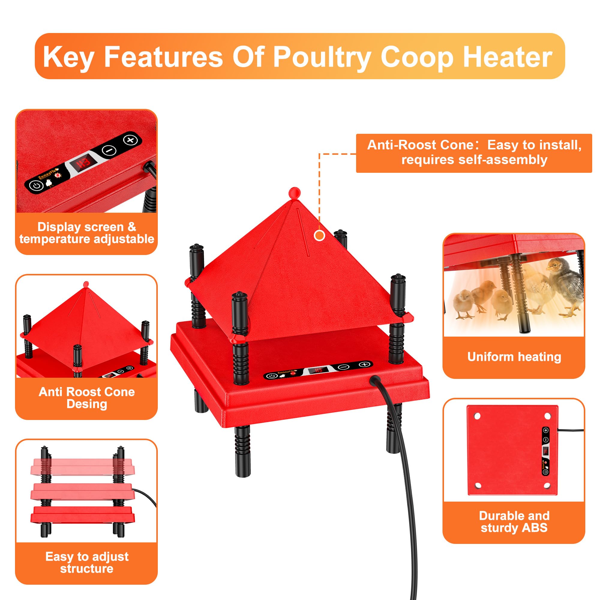 ZenxyHoC 10x10 brooder plate adjustable height for growing chicks.