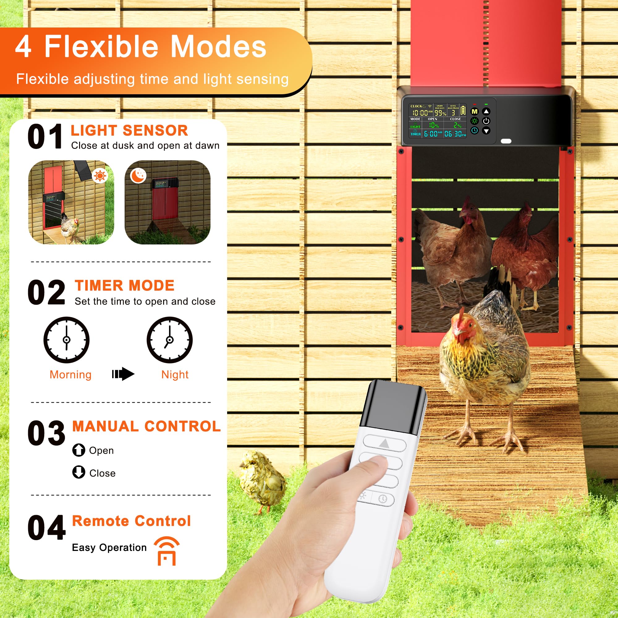 ZenxyHoC remote-control coop door opens from a distance