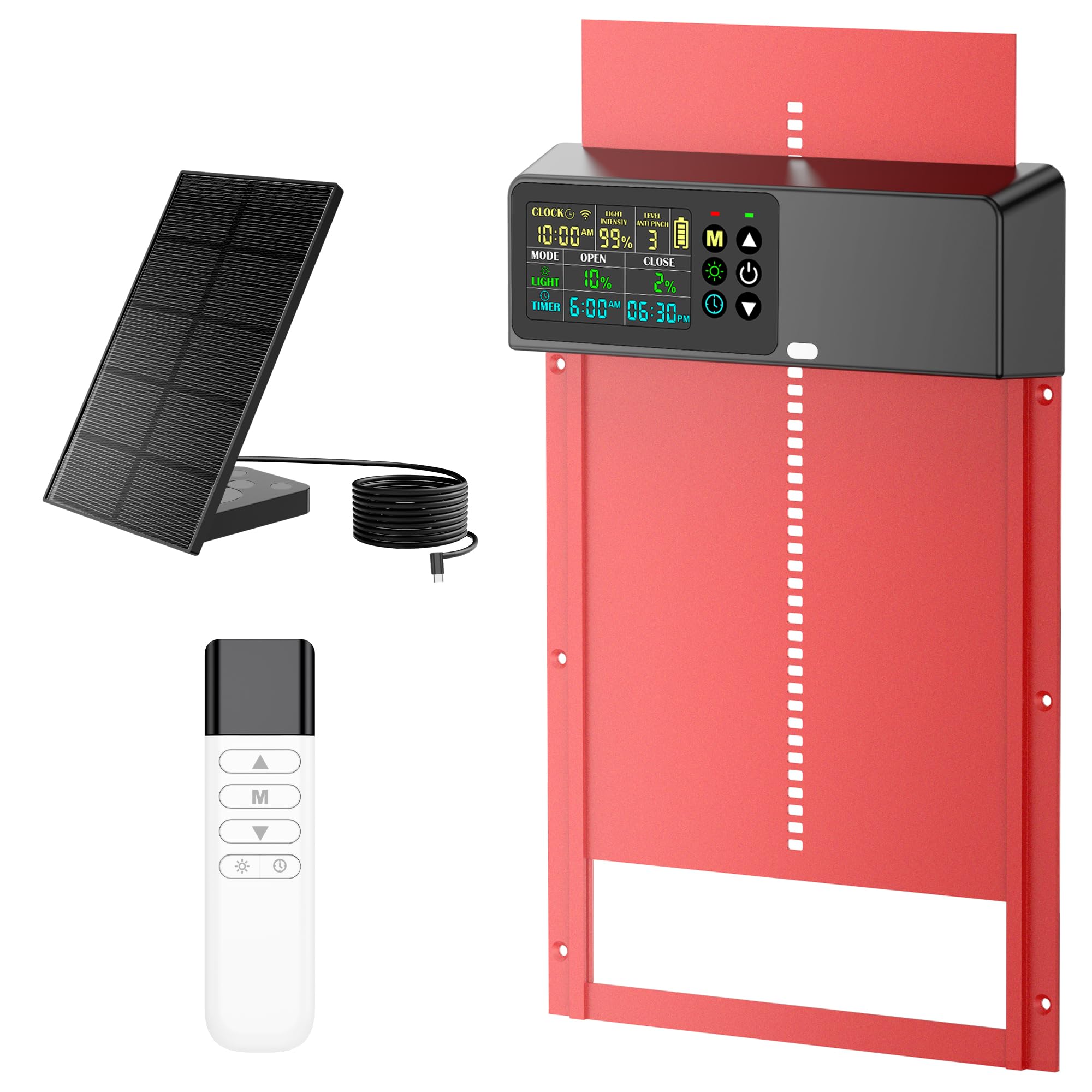 ZenxyHoC chicken coop door with solar panel powering reliable operation