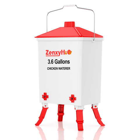 ZenxyHoC waterer with adjustable legs keeps coop dry as flocks grow.