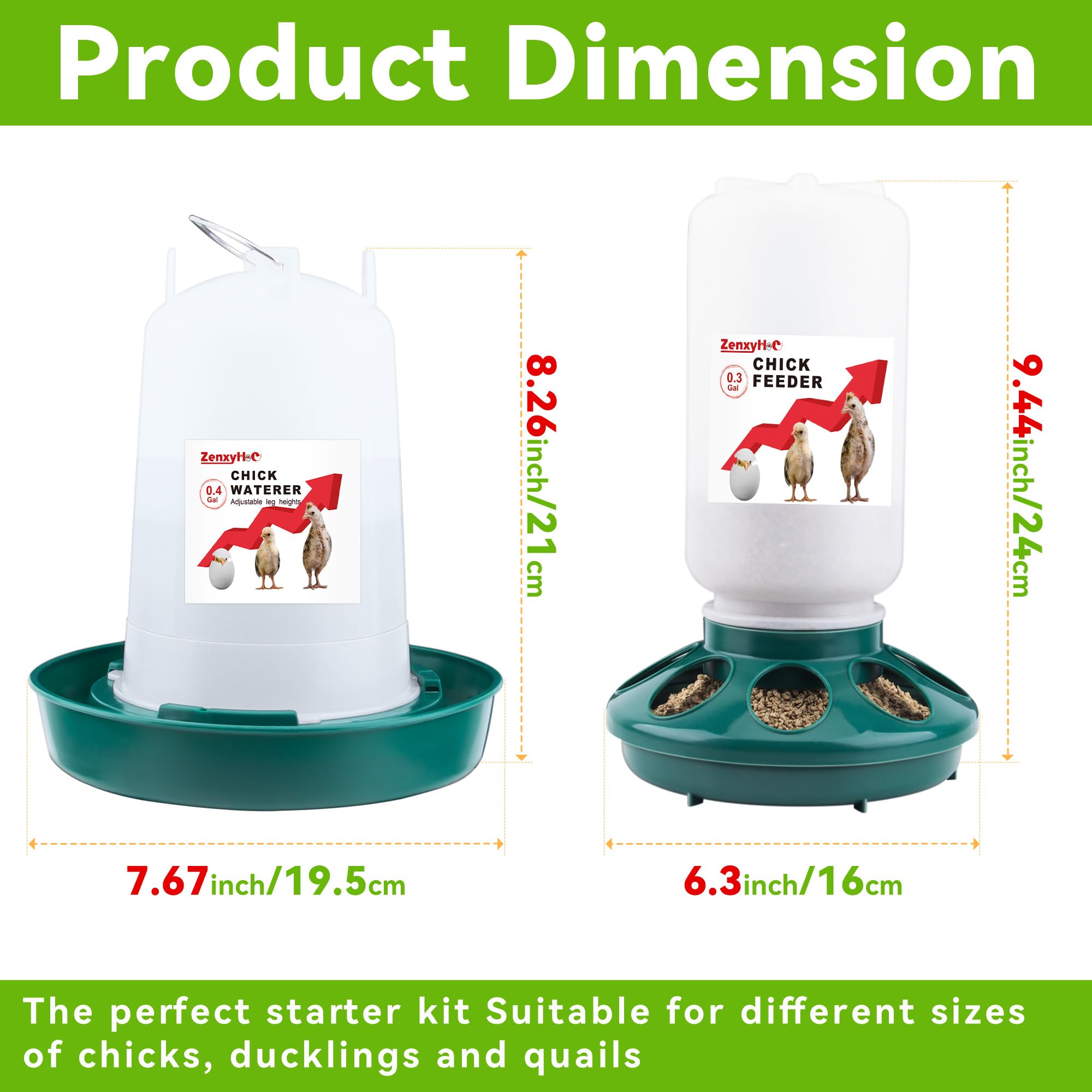 ZenxyHoC hanging hooks elevate feed and water for cleaner brooder.