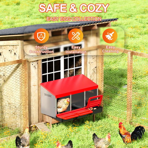 ZenxyHoC nesting box shows a swing perch and easy entrance for hens.