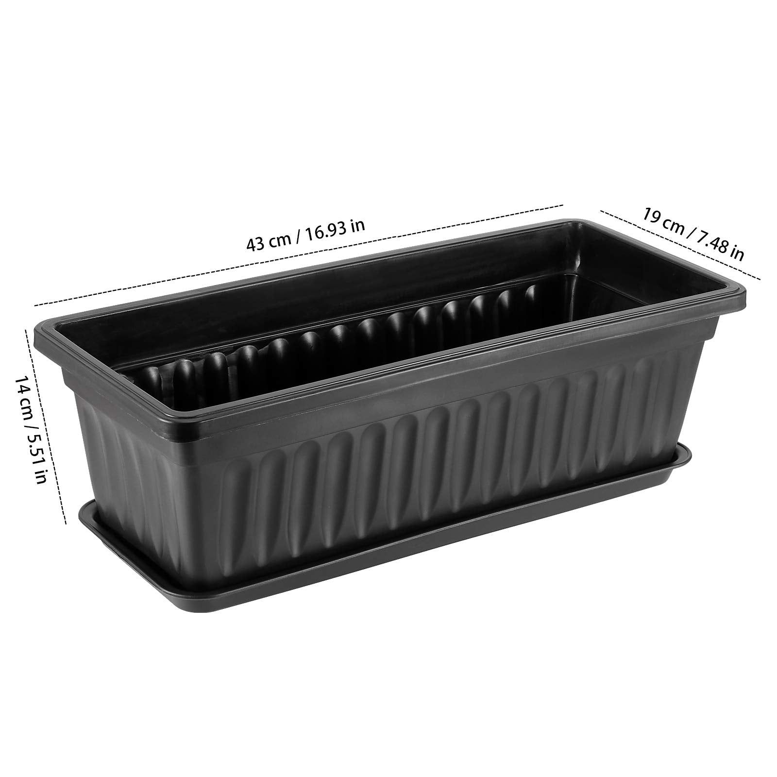Close-up of attached trays catching water to protect surfaces after watering.