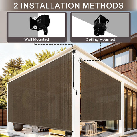 Zephyr Place spliced-pole-design-installation porch shade for straightforward DIY mounting.