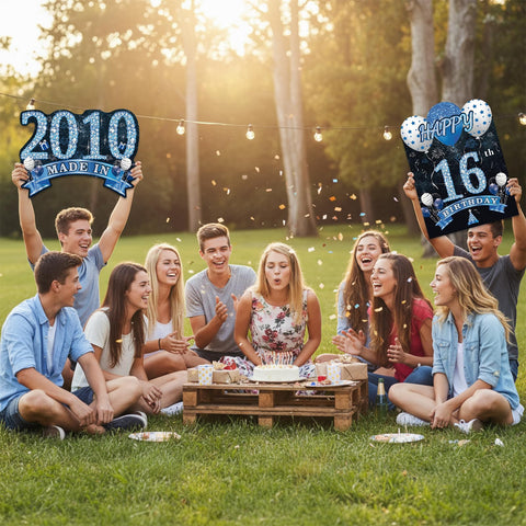 Zeptrix 16th birthday elements with gifts and balloons for themed decor