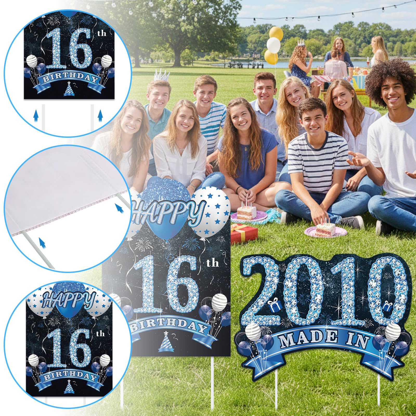 Zeptrix outdoor yard sign with stakes ready for quick setup