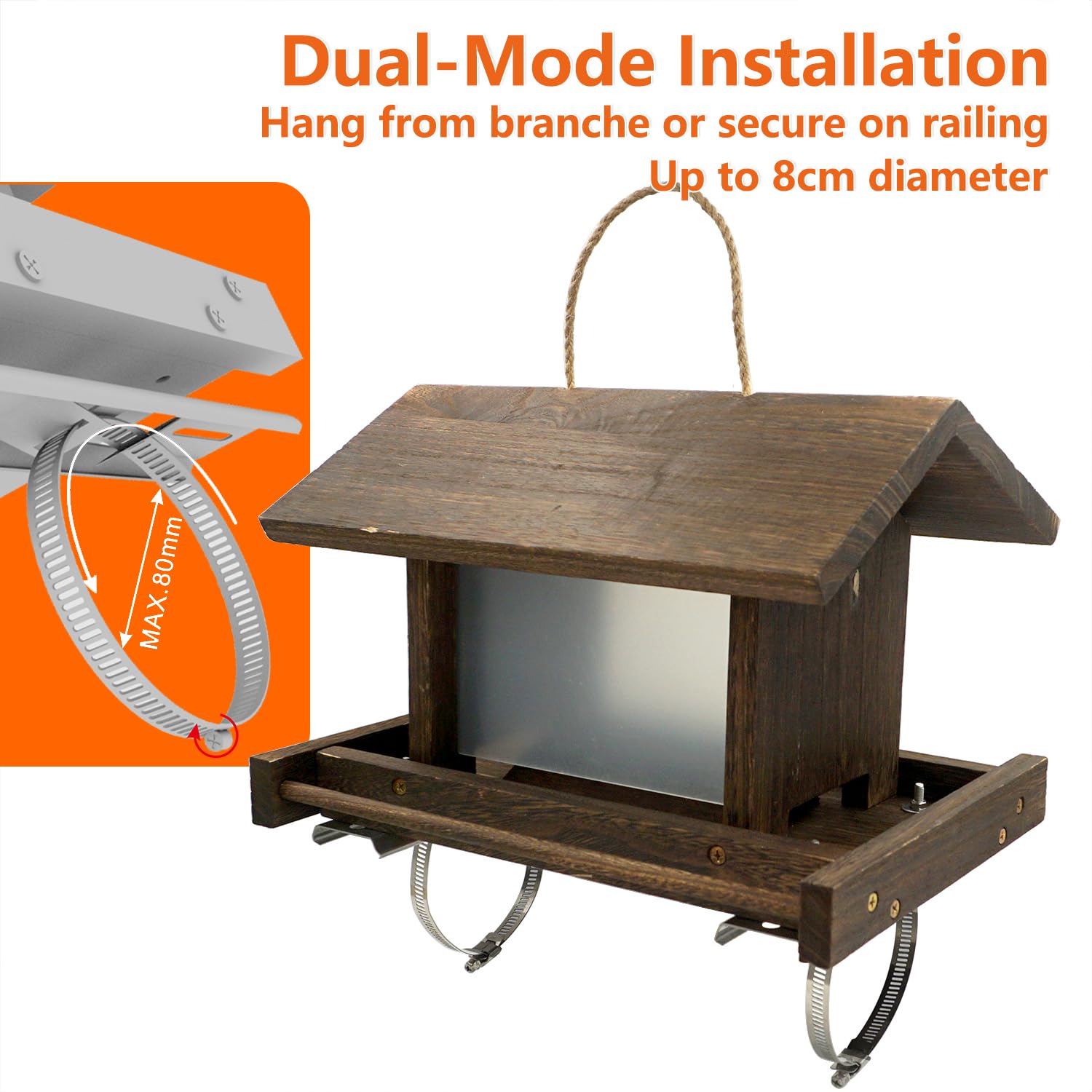 Zeqeey feeder mounted with cord and brackets for flexible placement
