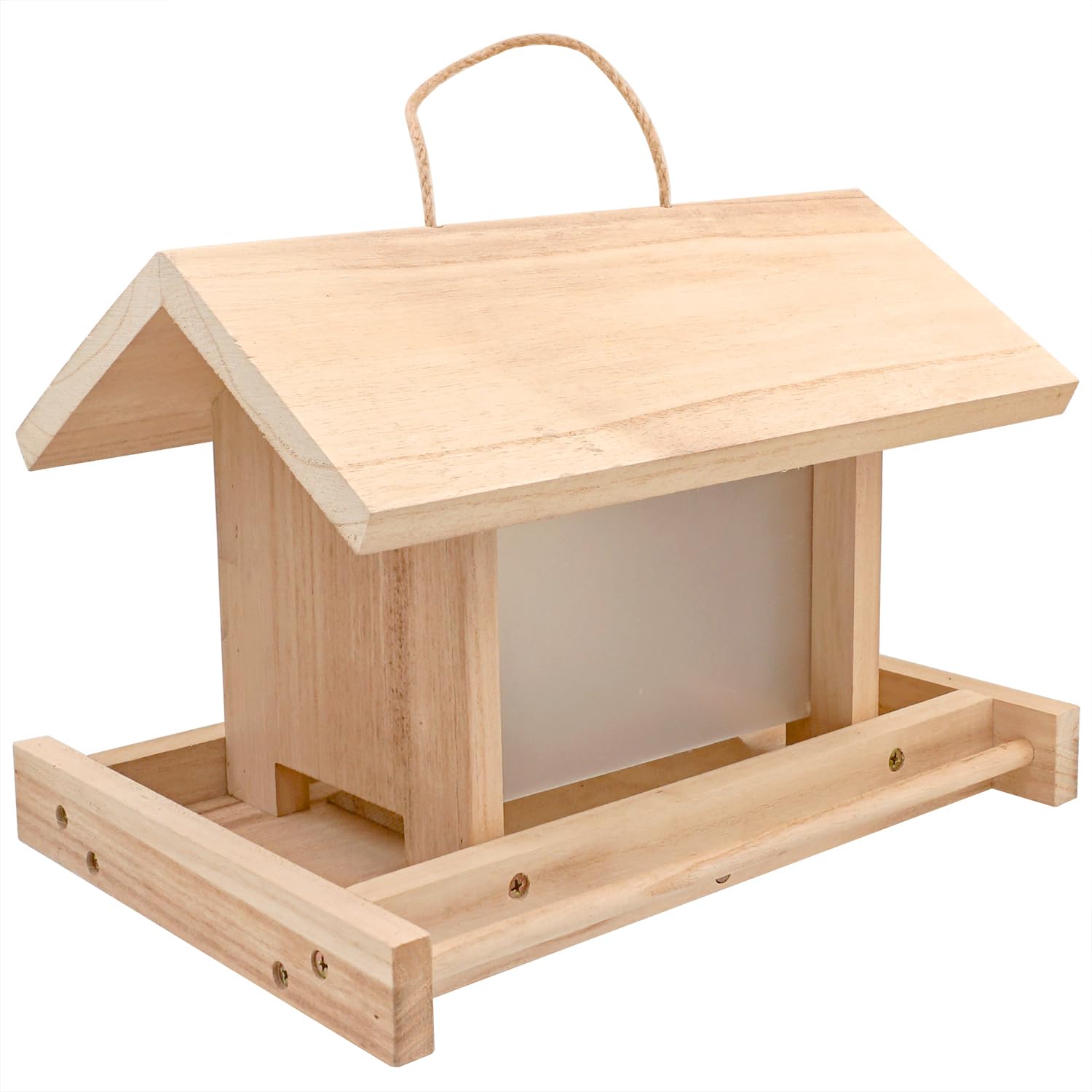 Zeqeey Hanging Wooden Bird Feeder with large capacity attracts diverse garden birds.