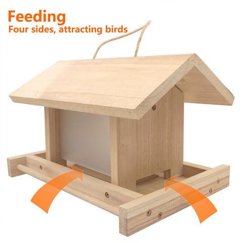 Zeqeey feeder top lid opens for easy refilling with seeds and nuts.