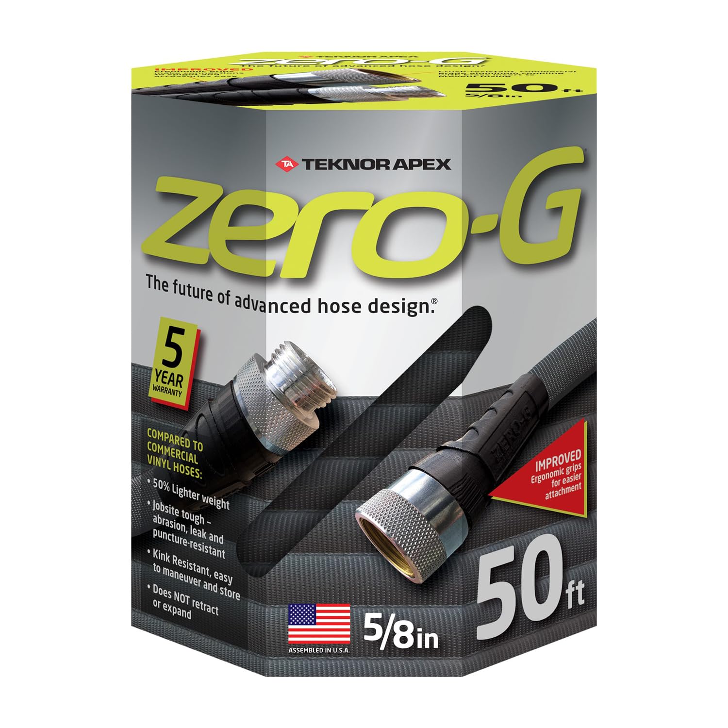Zero-G lightweight garden hose 50ft for easy handling and storage.