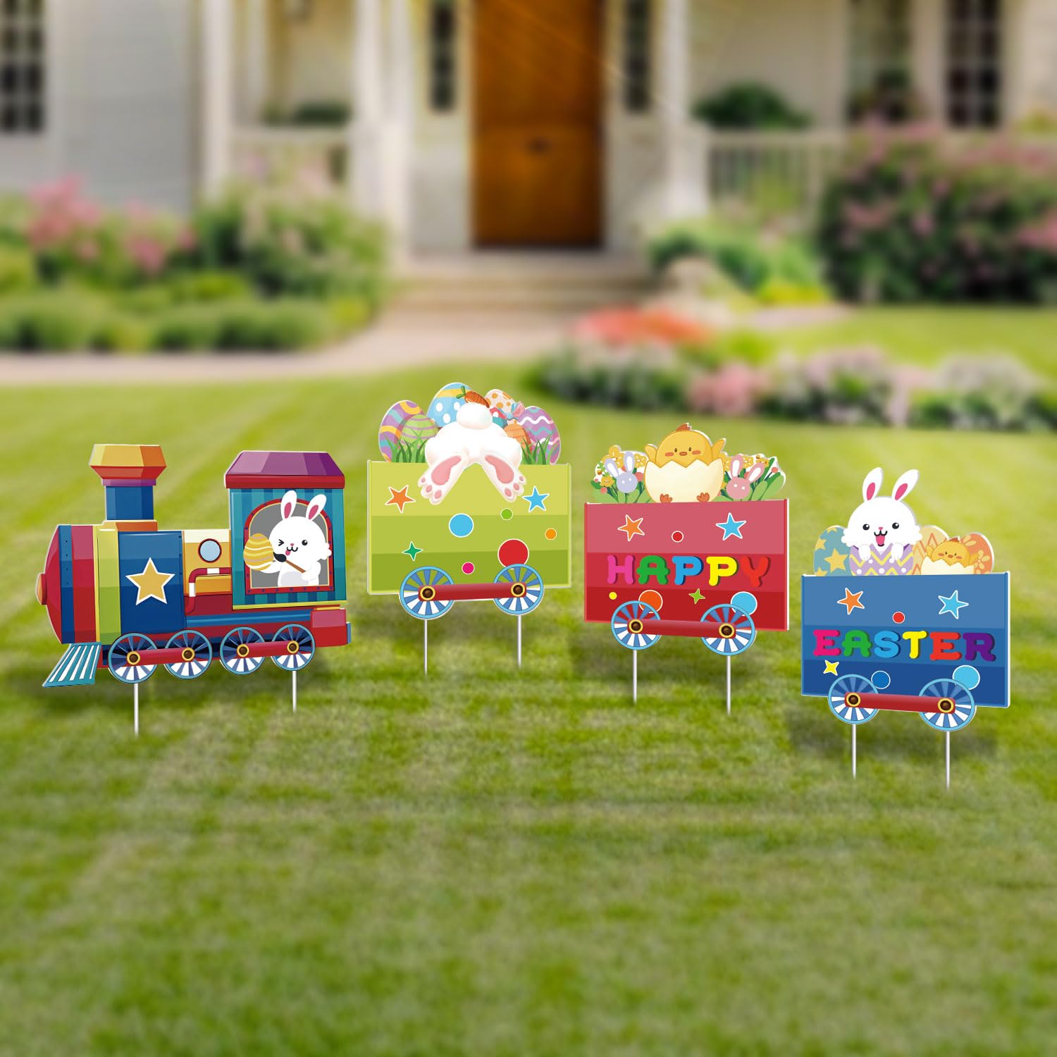 Zerofish Easter yard signs with pastel designs for vibrant outdoor decor.