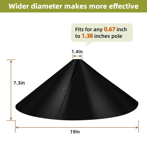 Zerofish Squirrel Baffle rotatable wobble design deters climbing squirrels.