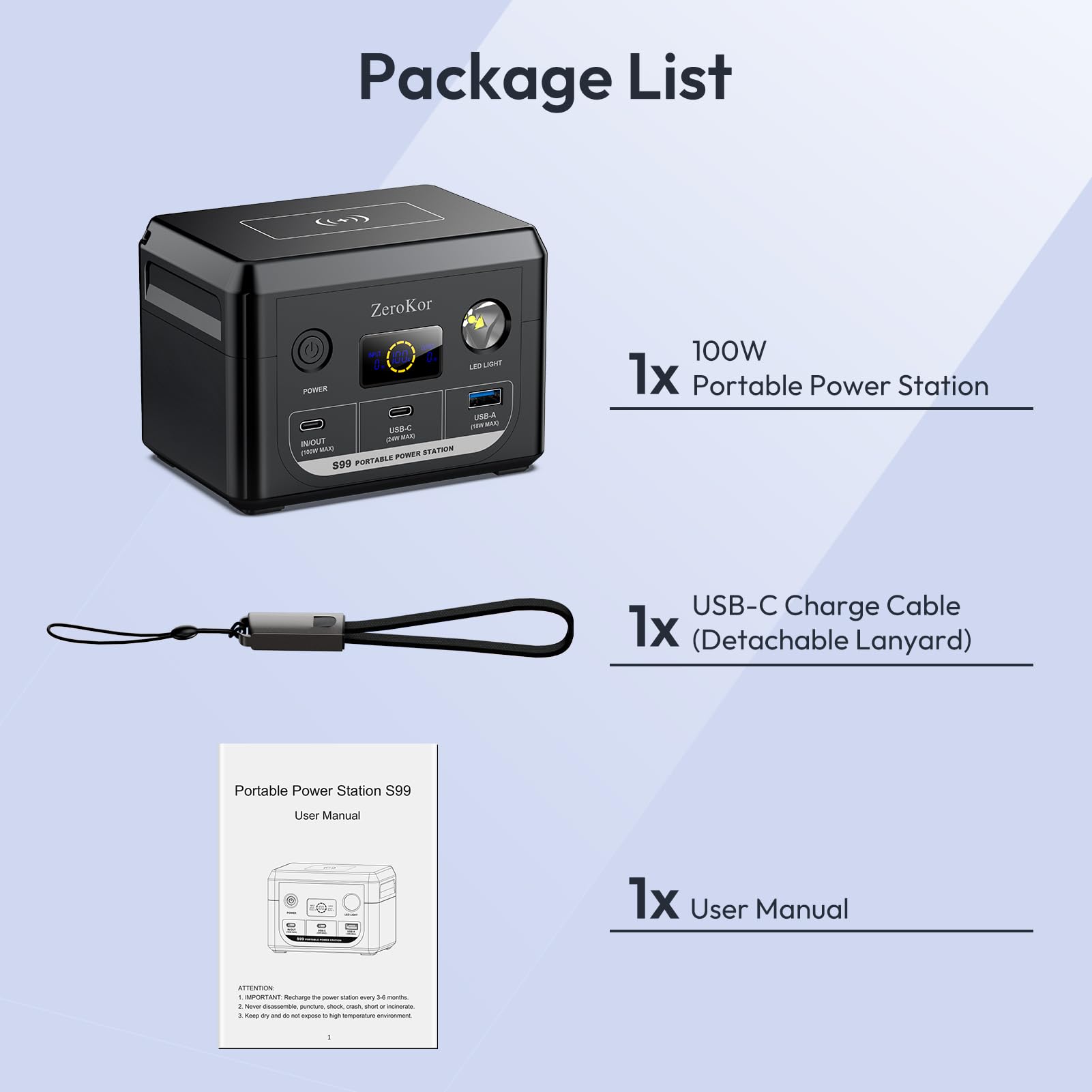 ZeroKor 100W compact weight, ideal for business travel