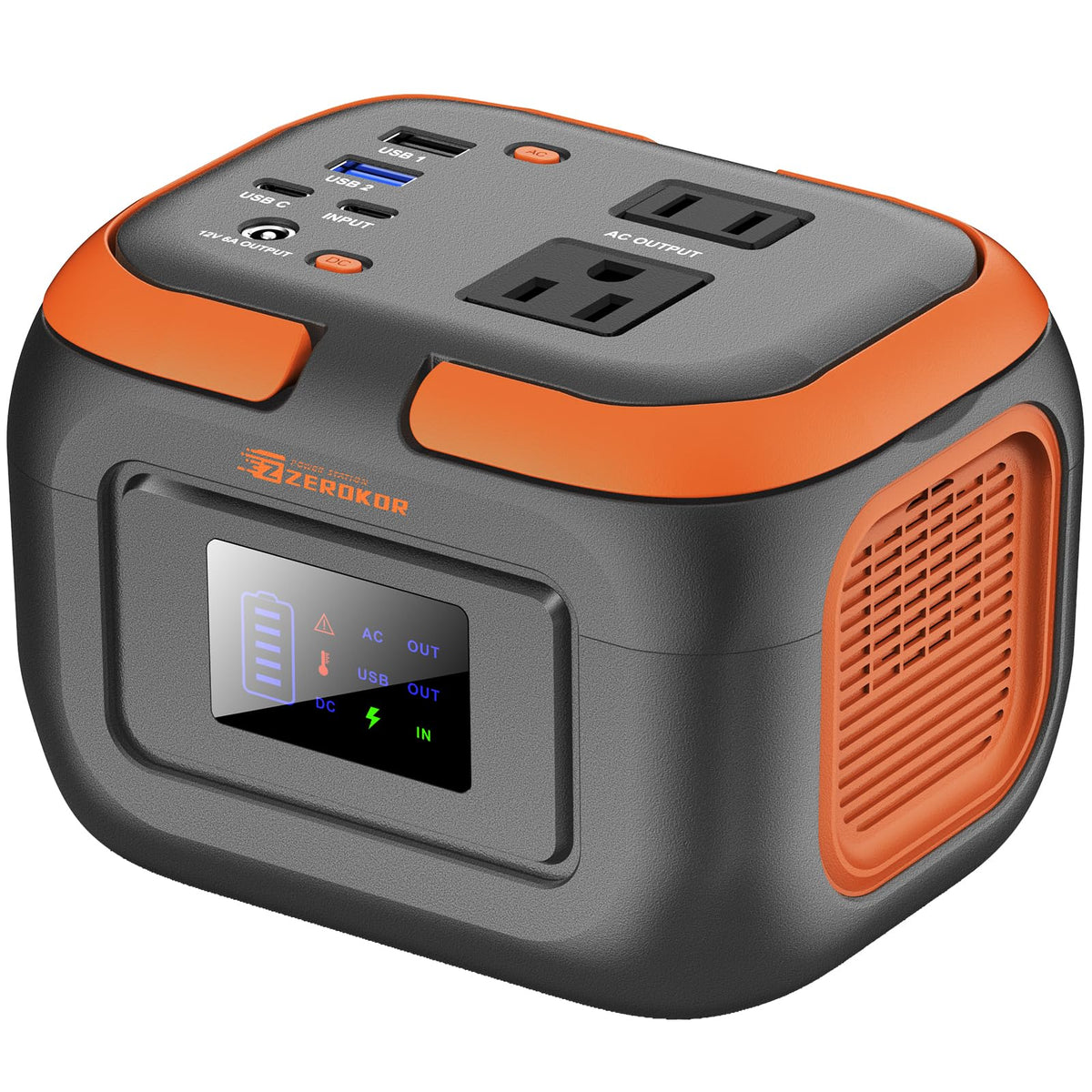 ZeroKor portable power station 120W front view suitable for camping and home backup
