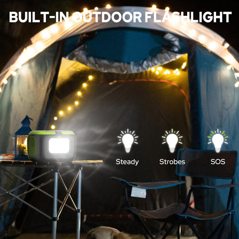 Built-in LED flashlight with three modes on the ZeroKor power station.