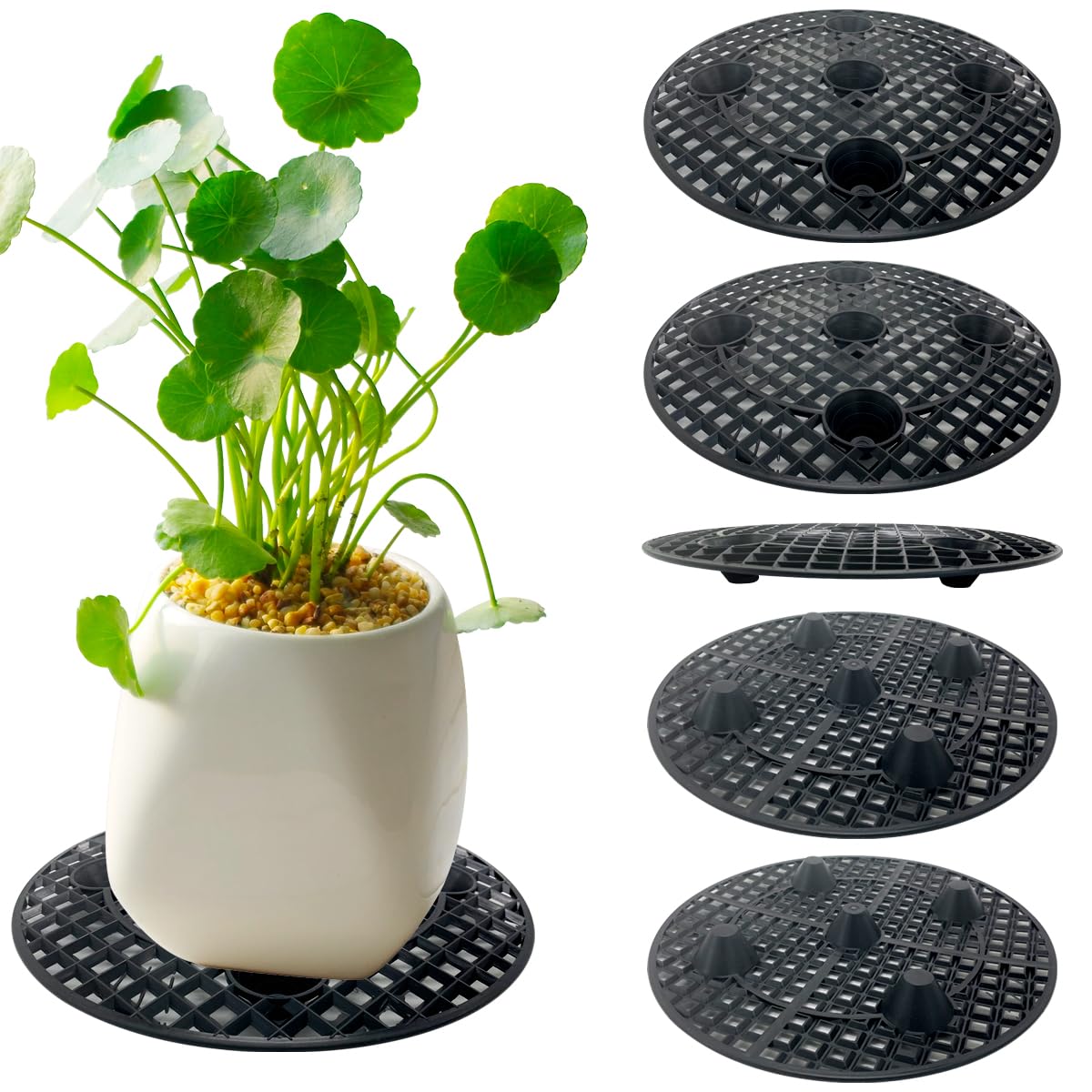Zeromall plant riser with round base elevates pots to improve drainage and airflow.