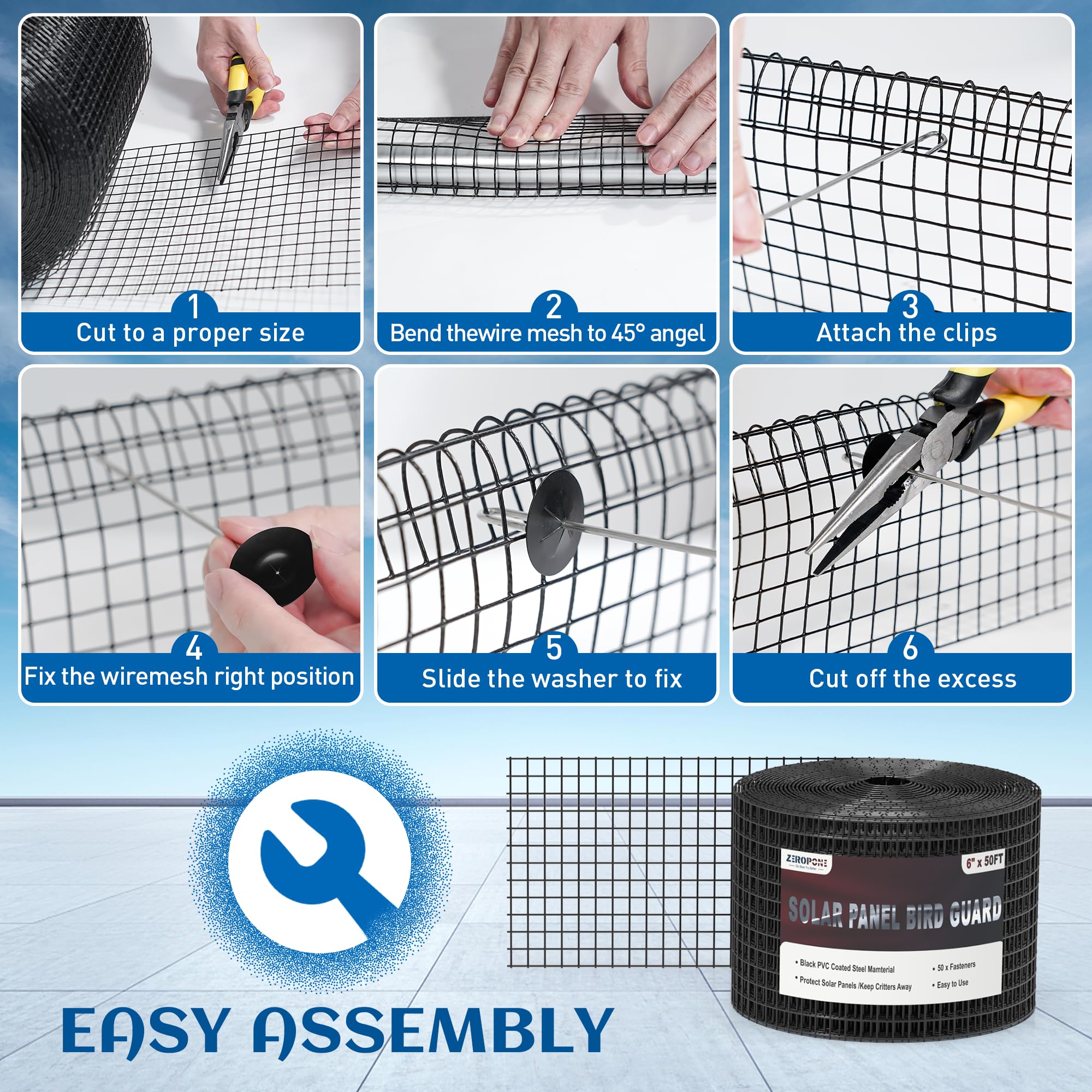 ZeroPone included zip ties to fasten mesh quickly and firmly