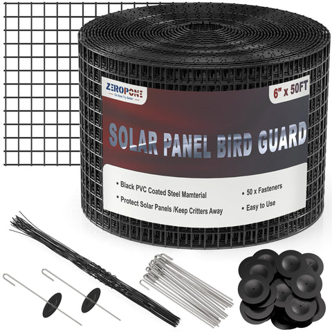 ZeroPone solar panel bird guard, discreet netting protecting panels while allowing airflow