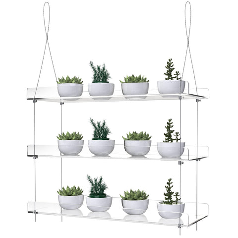 ZerzSemp 3-Tier hanging acrylic shelves in a sunny window display.
